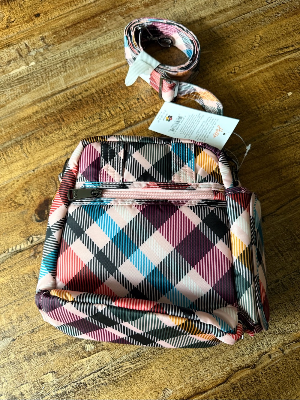NWT Lug crossbody bag pink plaid “flapper” amazing style and great size